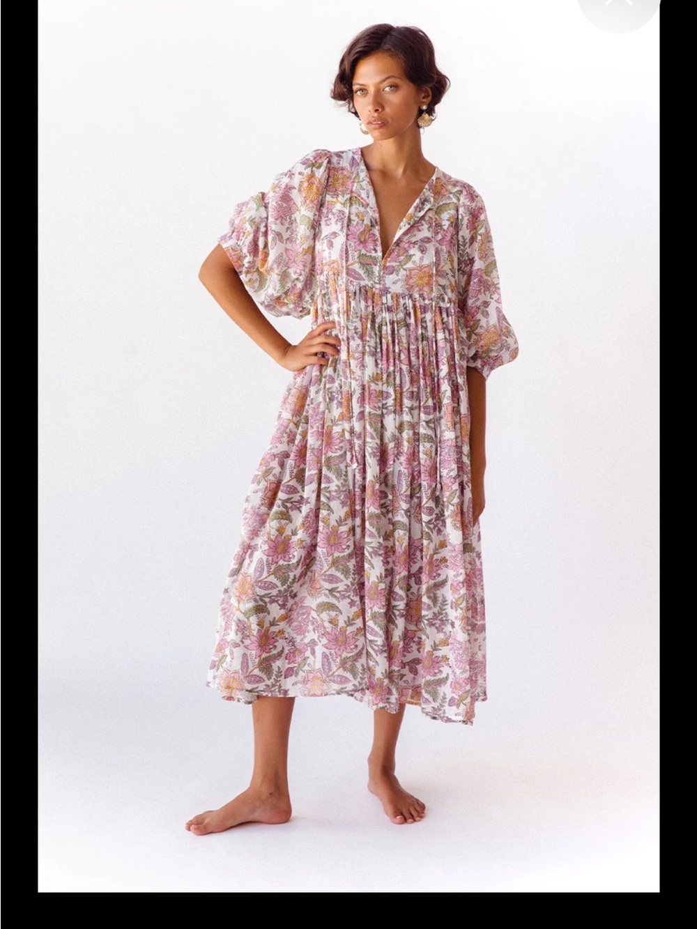 Daughters of India Kyra Midi Dress in Fuchsia Bloom size Medium